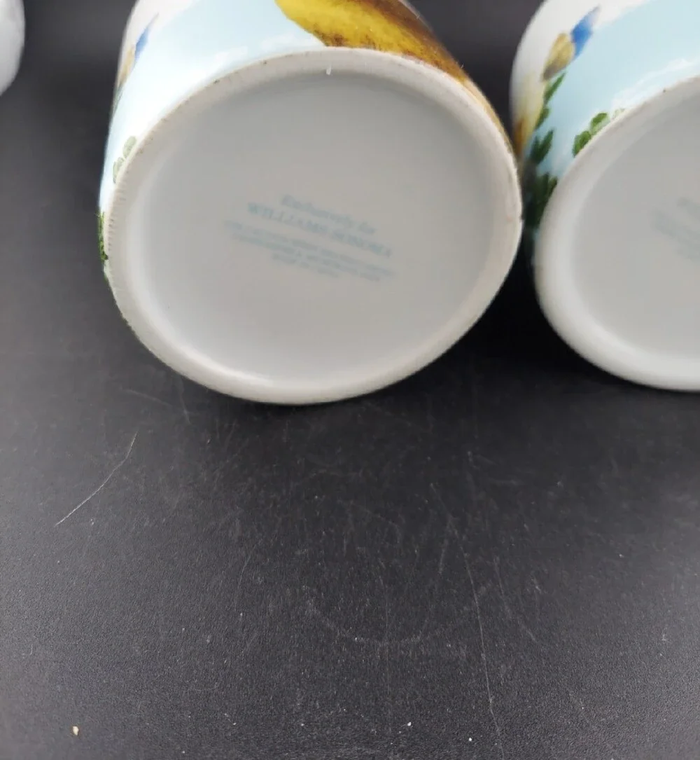 Willians Sonoma Spring Garden Bunnies  Ceramic Mug Set - Blue and White